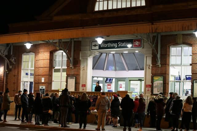 Dozens attended the vigil outside Worthing railway station last night