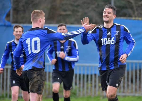 Hollington United will be hoping to celebrate a Sussex Intermediate Challenge Cup final place this afternoon. Picture by Justin Lycett