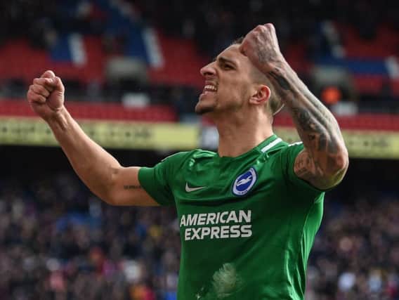 Anthony Knockaert celebrates Brighton's win at Crystal Palace. Picture by PW Sporting Photography