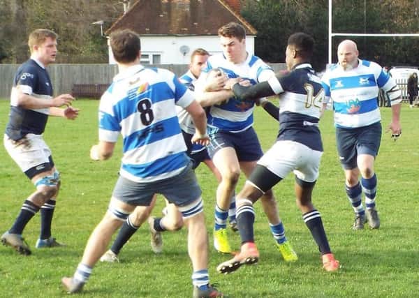 Tim Sills on the burst during Hastings & Bexhill Rugby Club's defeat away to Old Dunstonians. Picture courtesy Peter Knight