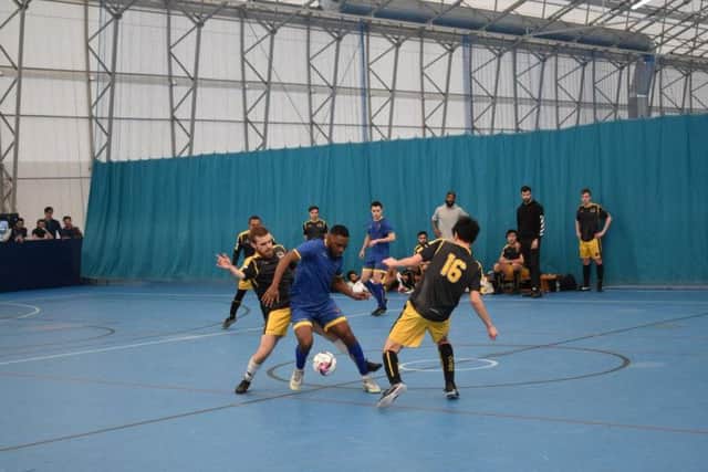 Action from the University of Chichester men's futsal South Eastern Conference final against Westminster. Pictures by Jack Youren and Hector Clements