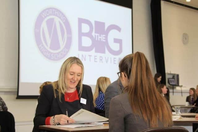 A Worthing High School student being interviewed at The Big Interview event