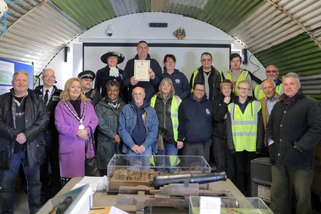 Volunteers receiving their award at Shoreham Fort on Sunday