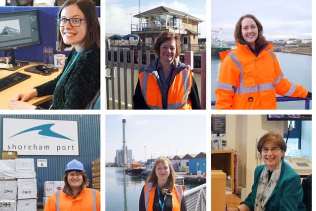 Female staff at Shoreham Port celebrating International Women's Day