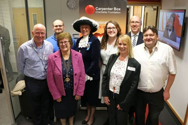 Hazel Thorpe, Deputy Mayor of Worthing (front left) and Caroline Nicholls DL, High Sheriff of West Sussex (back row, 3rd from left) with some of the Carpenter Box Charitable Foundation staff trustees
