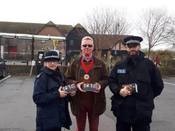 Police officers in Rye were joined by Mayor Michael Boyd today. Photo: Rother Police/Twitter