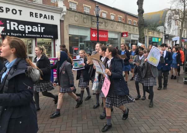 Pupils marching instead of attending school