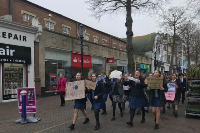 Students marching in Eastbourne today
