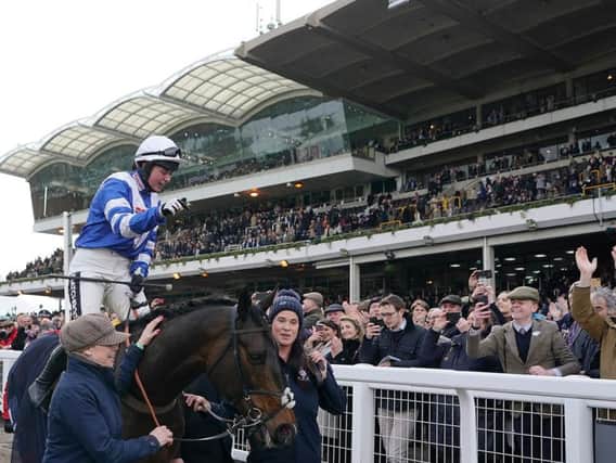 Bryony Frost and Frodon take the plaudits from the Cheltenham crowd after their famous victory / Picture: Getty Images