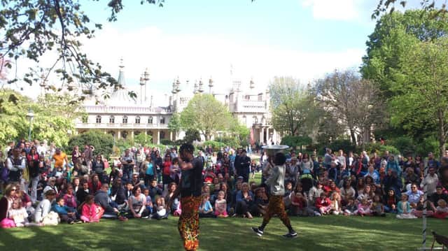 Performers In Pavilion Gardens During Fringe City At Brighton Fringe