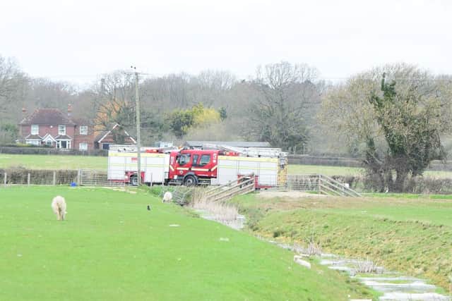 Firefighters on scene off Ersham Road on the outskirts of Eastbourne, photo by Dan Jessup SUS-190319-154700001