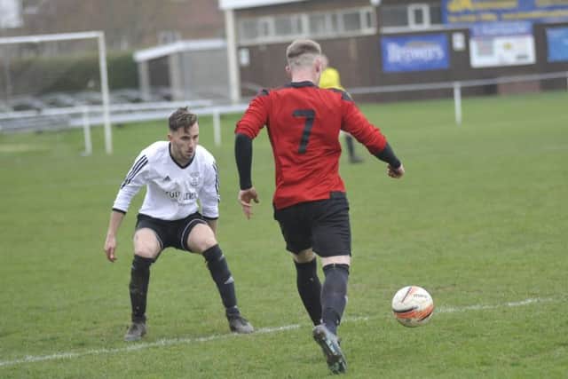 Action from the East Sussex League Division One match between Bexhill United II and Herstmonceux at The Polegrove