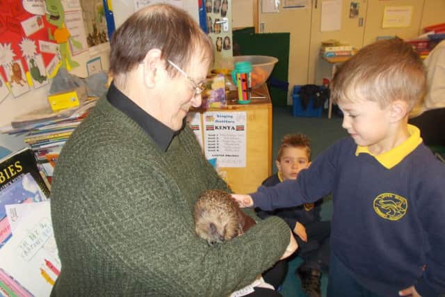 Graham Bowring of St Francis Animal Welfare brought some hedgehog visitors to Upper Beeding Primary School