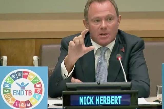 Nick Herbert addressed a United Nations meeting in New York on tackling tuberculosis last year