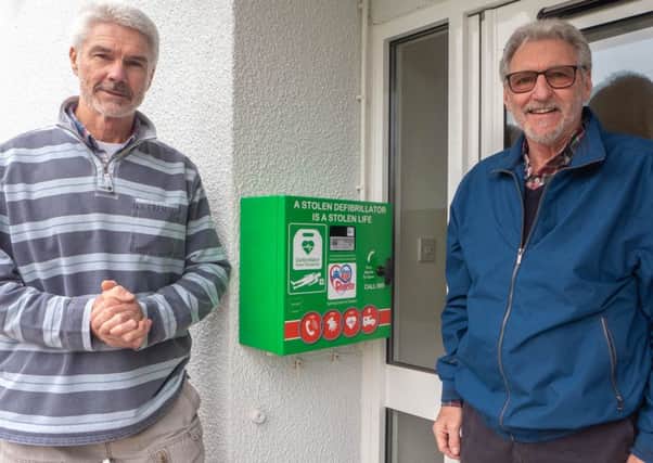 (Left to right), Paul Minter and Richard Bramall from Summersdale Residents' Association with the new defibrillator