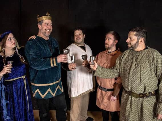 Lady Macbeth (Jaqueline Harper-Felman), Macbeth (Guy Steddon), Lennox (Sam Rasavi), Angus (Elliot Robinson), Ross (Dan Dryer).