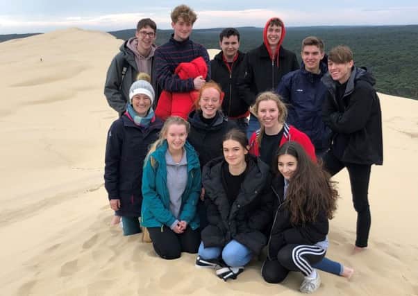 Collyers students at Dune du Pilat, the highest sand dune in Europe