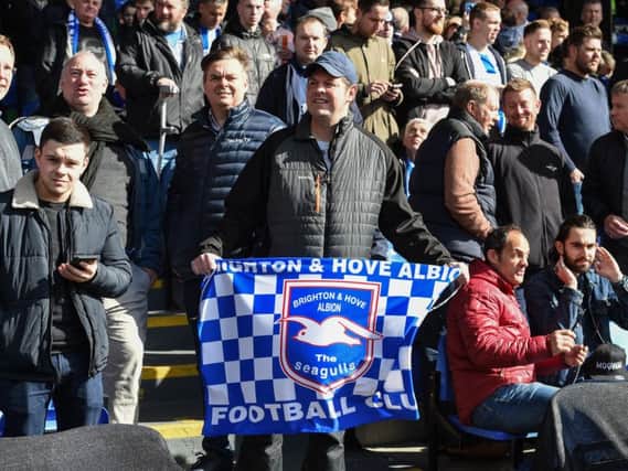 Brighton fans pictured at their 2-1 win against arch rivals Crystal Palace earlier this month. Picture by PW Sporting Photography