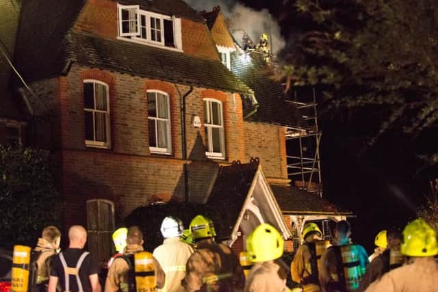 Firefighters at the scene in Horsted Keynes last night (March 26). Photo by Eddie Howland
