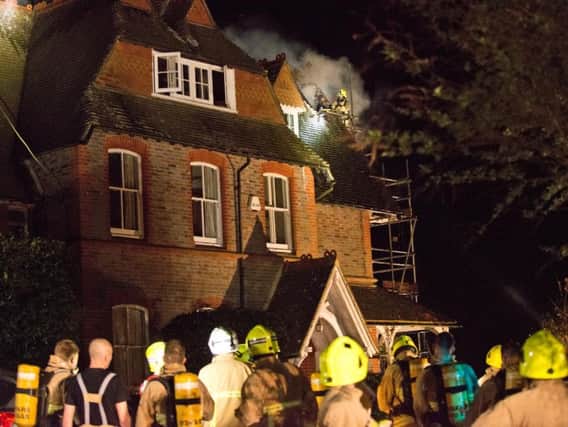 Firefighters at the scene in Horsted Keynes last night (March 26). Photo by Eddie Howland