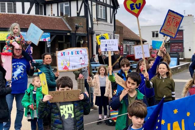 Children on the march in Shoreham