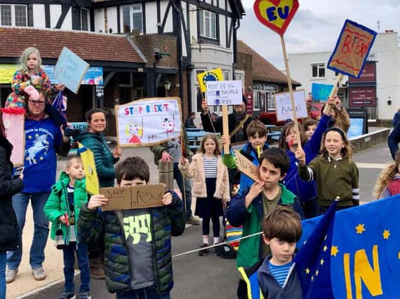 Children on the march in Shoreham