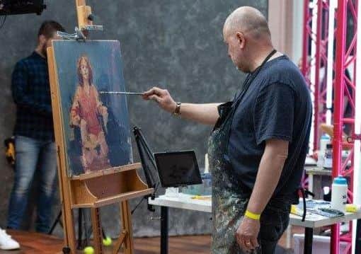 Phil Tyler painting Angela Griffin