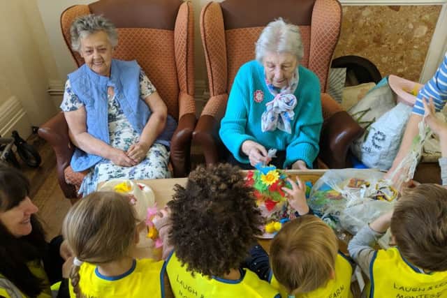 Residents of Wraysbury House enjoyed taking part in Easter activities with the visiting children