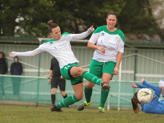 Jess Lewry, pictured scoring earlier in the season, was on target at Pompey / Picture by Sheena Booker