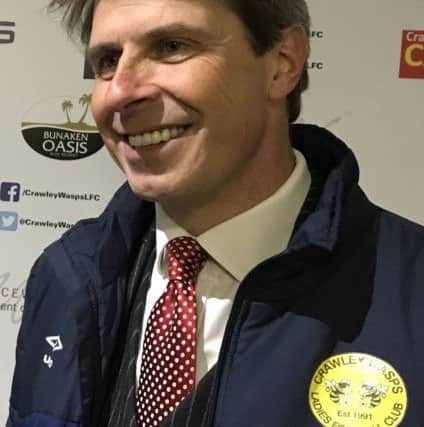 Crawley Wasps manager/chairman Paul Walker speaking to the media after their Women's FA Cup 4th round tie with Arsenal Women.
Picture by Graham Carter SUS-190402-095748002