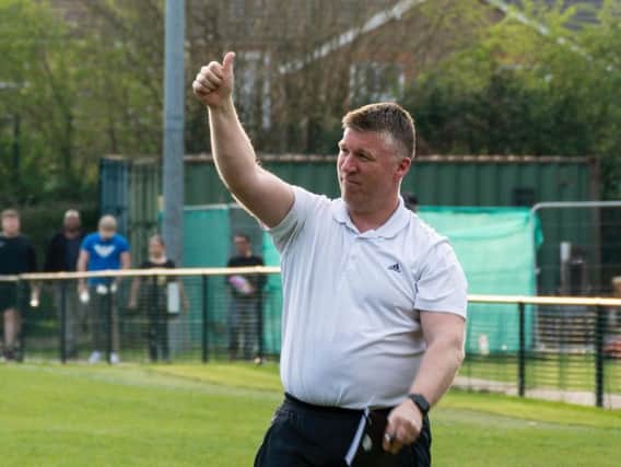 Simon Wormull gives a thumbs up after the Merstham victory