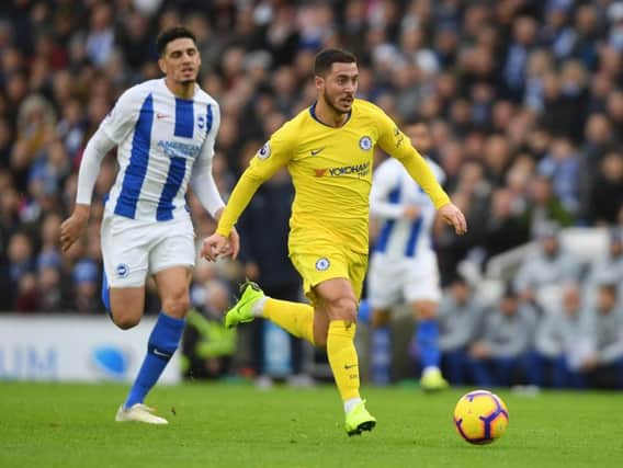 Eden Hazard breaks through to score in Chelsea's 2-1 win at Brighton earlier this season. Picture by Getty Images