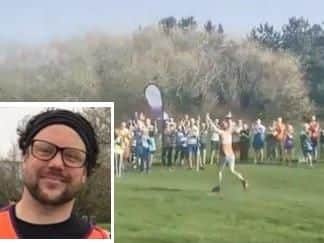 Mikey Young completing his 100 Park Run challenge on Saturday (March 30)