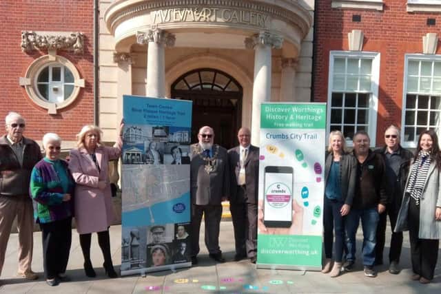 Worthing Society chairman Susan Belton, third left, and members with Worthing mayor Paul Baker and Kevin Jenkins, Worthing Borough Council's executive member for regeneration, outside Worthing Museum for the launch