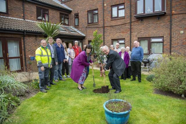 Sir Peter Bottomley, Worthing West MP, planting a tree at sheltered scheme Davenport Court
