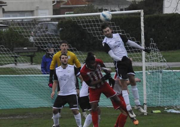 Action from Bexhill United's 1-0 defeat at home to Steyning Town during November