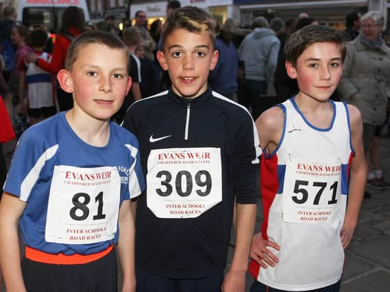 The top three Year 6 boys from the final race night / Picture by Derek Martin