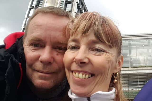 Simon Horwood, pictured with his wife Jan, is taking part in the Virgin Money London Marathon