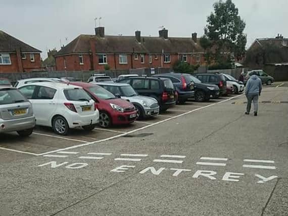 The road markings in the car park at Cricketers Parade, Broadwater