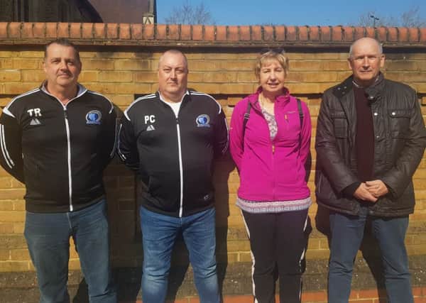 Broadbridge Heath Football Club's Tim Roberts, Paul Clark, Lin Curnock and Andy Crisp