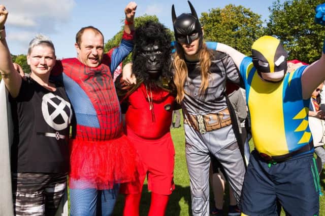 Participants in the superhero-themed fundraiser last year. Photograph: Neil Stoddart