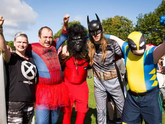 Participants in the superhero-themed fundraiser last year. Photograph: Neil Stoddart