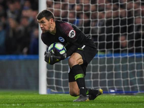 Mathew Ryan makes a save at Chelsea. Picture by PW Sporting Photography