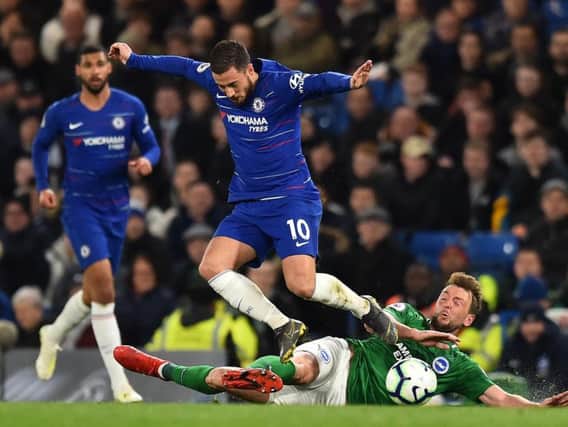 Dale Stephens tangles with Eden Hazard. All pictures courtesy of Getty Images.