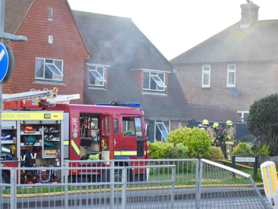 Eight fire engines attended a house fire in Hawth Way, Seaford, last night. Picture: Dan Jessup