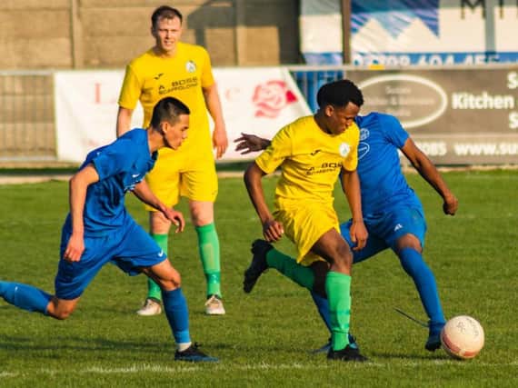 City on the ball at Shoreham - where they won 5-0 / Picture by Daniel Harker