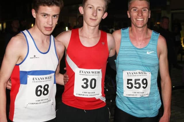 The first three finishers in the final A race of the 2019 Chichester series / Picture by Derek Martin