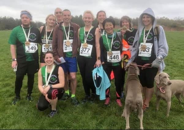 The Hastings Runners contingent at a grey and chilly Bedgebury on Sunday morning