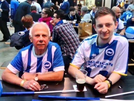 Brighton & Hove Albion supporters Colin (l), from Steyning, and Matt, from Canterbury.