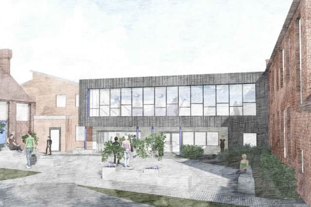 Plans for a new two storey block extension with associated landscaping for general teaching and informal study at the College of Richard Collyer